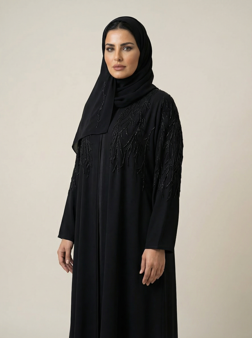 Silk Front Evening Abaya – B764