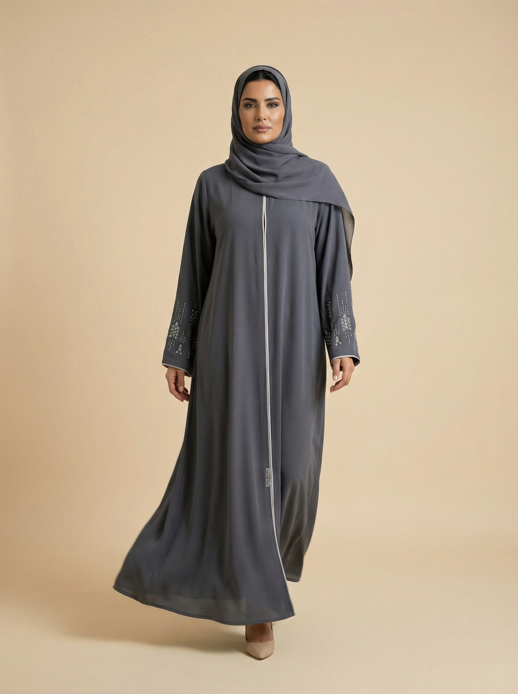Muted Contrast Everyday Abaya - W364