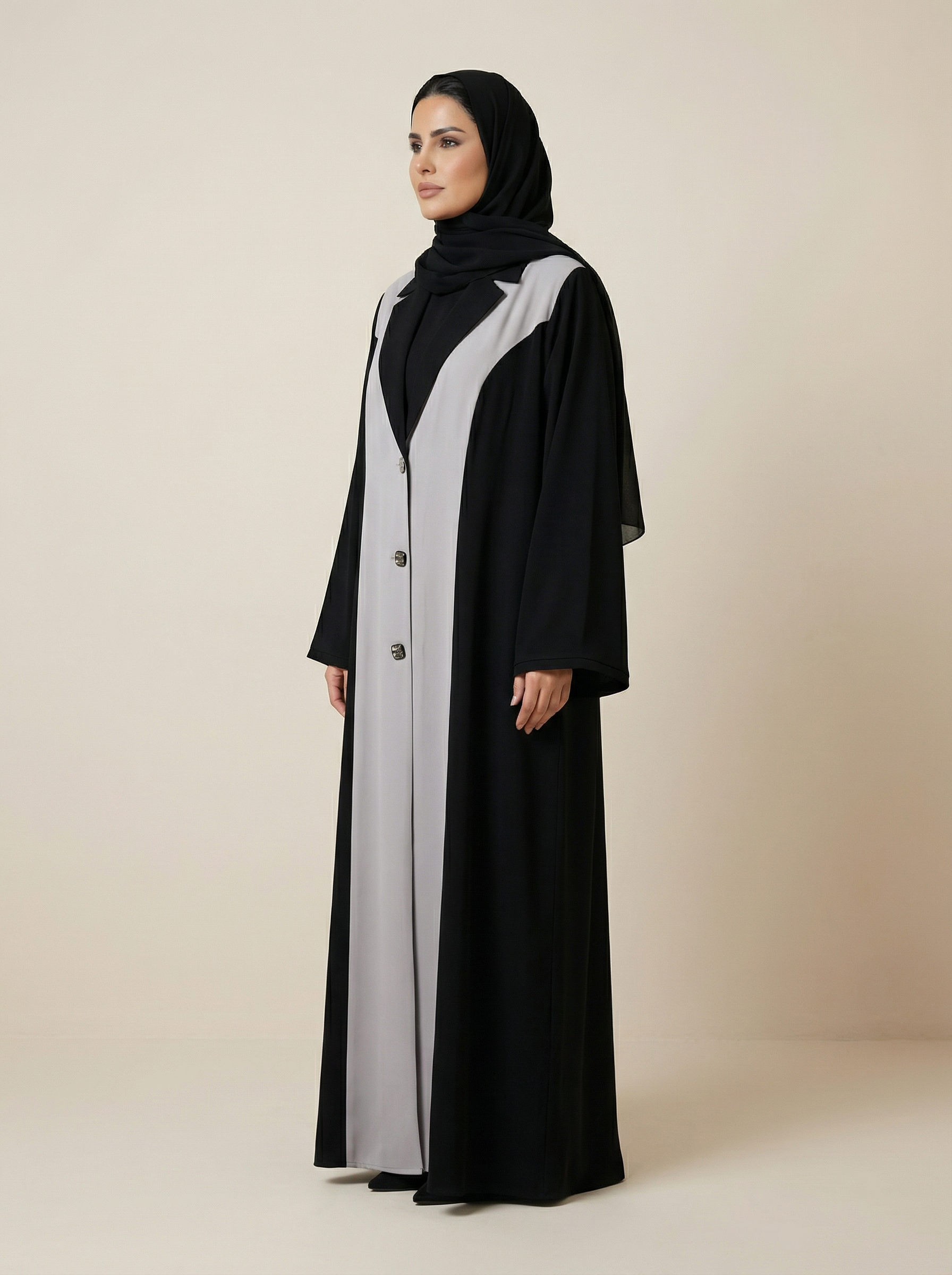 Tailored Satin Classic Abaya – B420
