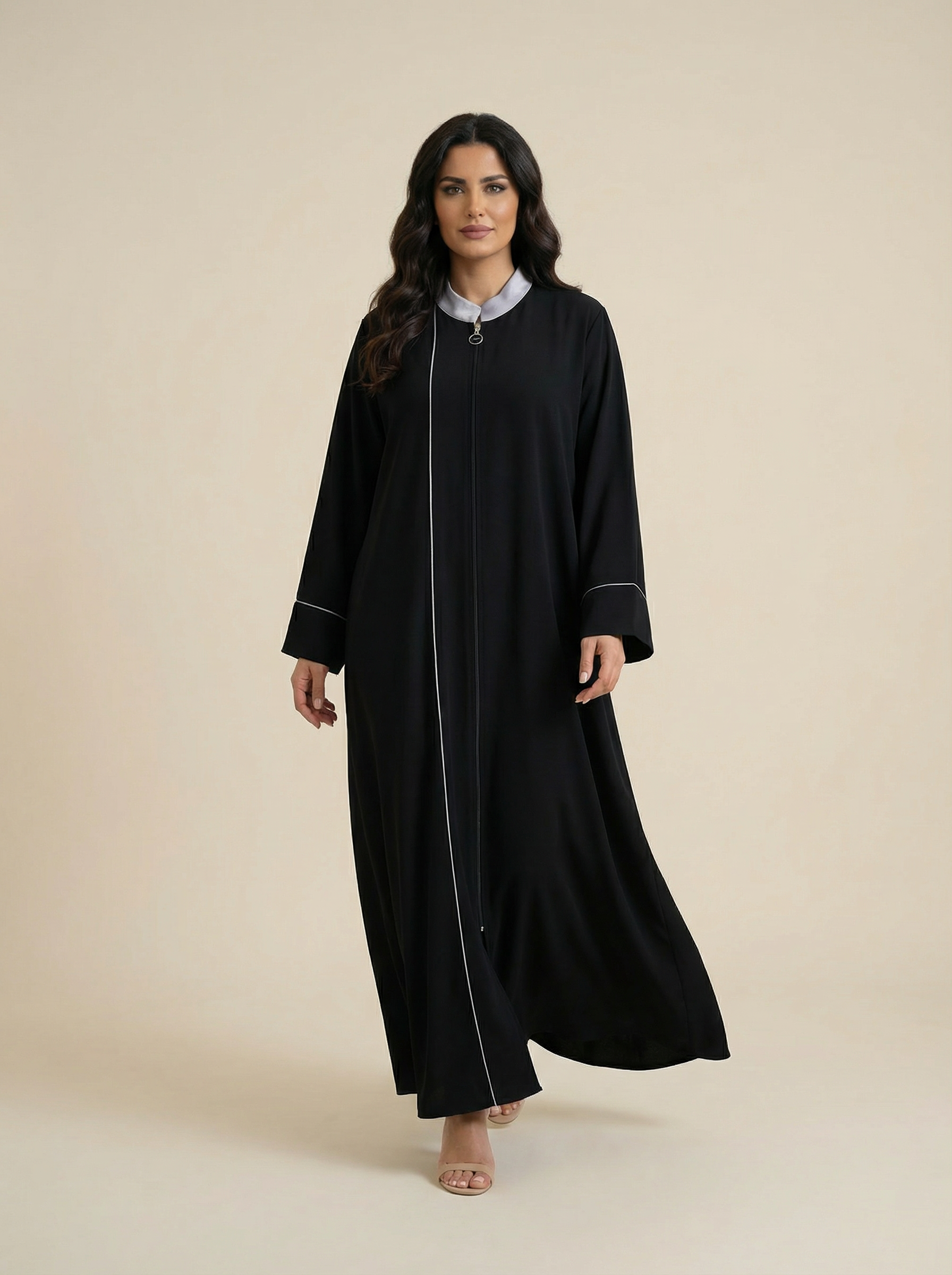 Layered Satin Classic Abaya – B243